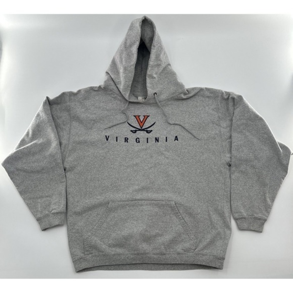 Vtg Men Sz L USA 90s Cotton Exchange Virginia Cavaliers Gray Hoodie‎ Sweatshirt